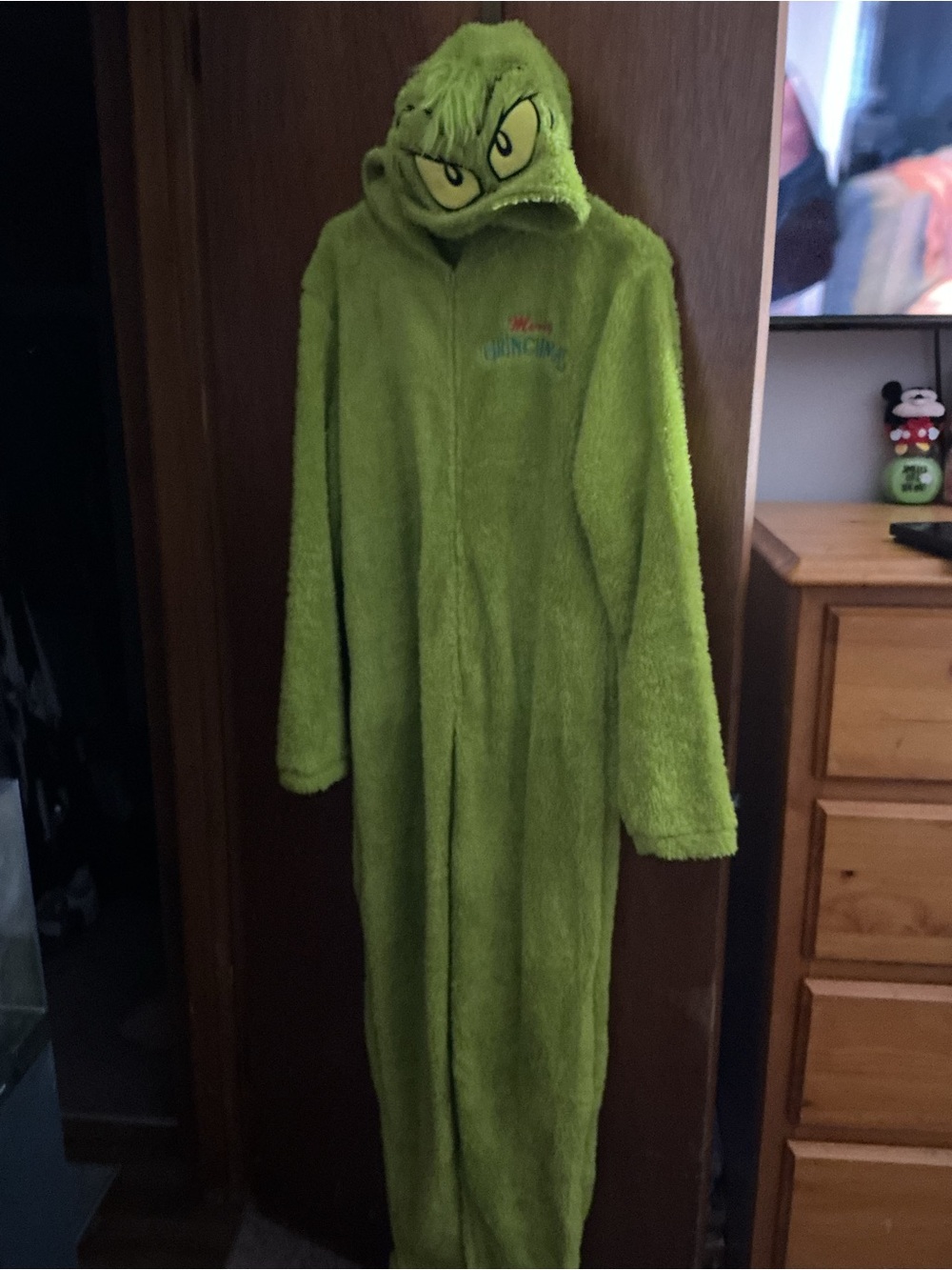 Green Grinch Fleece Hooded Onesie